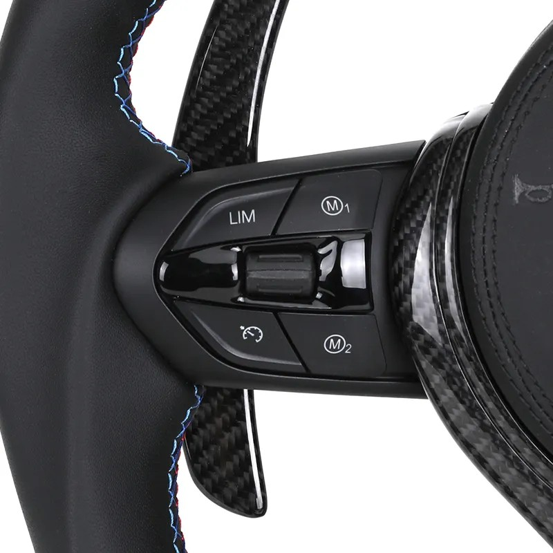 With M Trip Carbon Trim Paddle M Performance Half Leather Carbon LED Steering Wheel for BMW F10 F11 F20 F30 M4 F82 E60 E90 E92