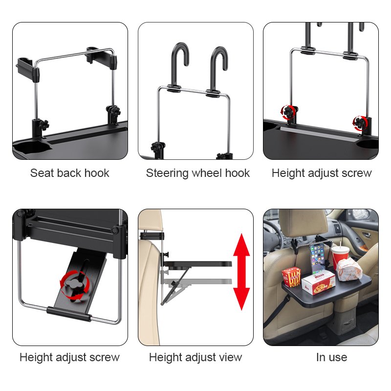 Foldable Car Seat Back Portable Tray plastic car back seat Universal organizer car folding tables for Amazon