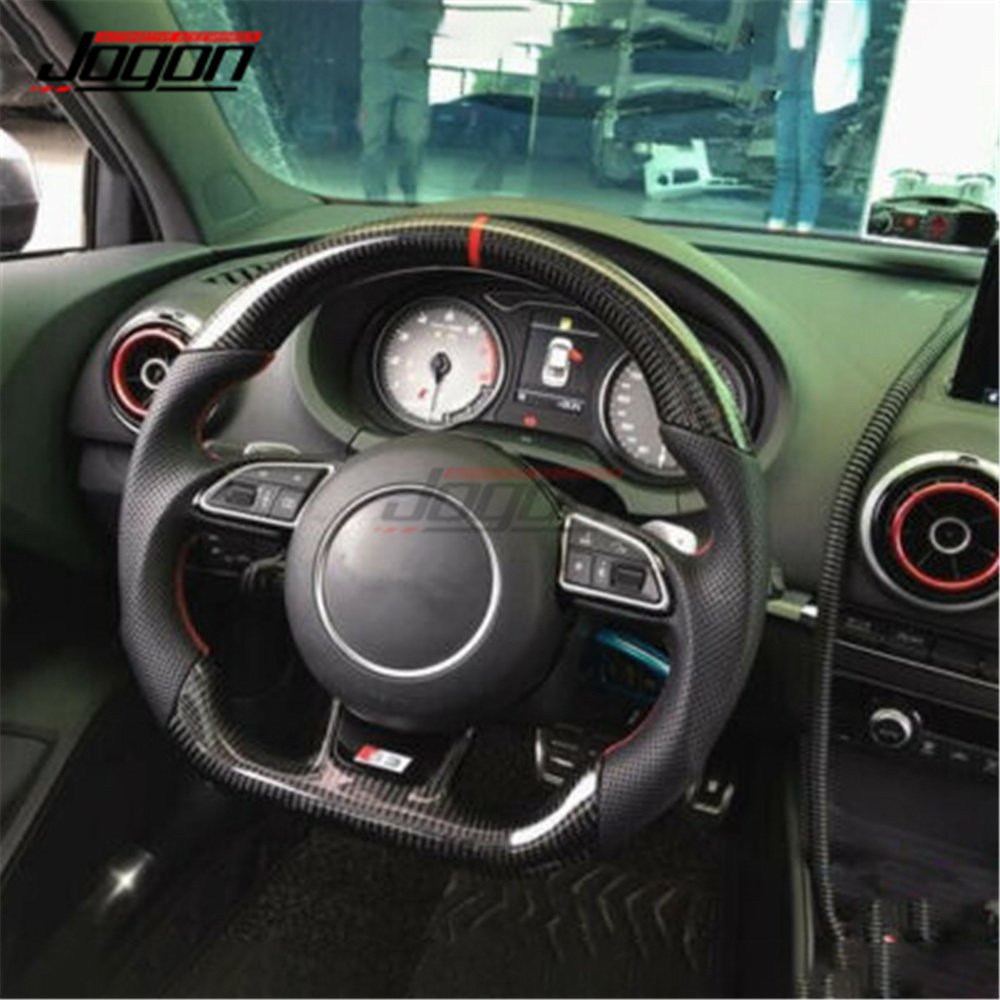 Replacement Real Carbon Fiber Steering Wheel For AUDI A3 A4 A5 A6 A7 S3 S4 S5 S6 S7 Car Accessories Customize Stylish Cover Trim