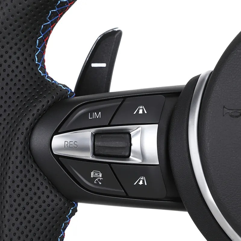 With LED Flat Bottom Full Perforated Leather Steering Wheel for BMW F01 F07 F06 F10 F20 F25 F30 F32 F36 X5m F85 E39 E60 E90 E92