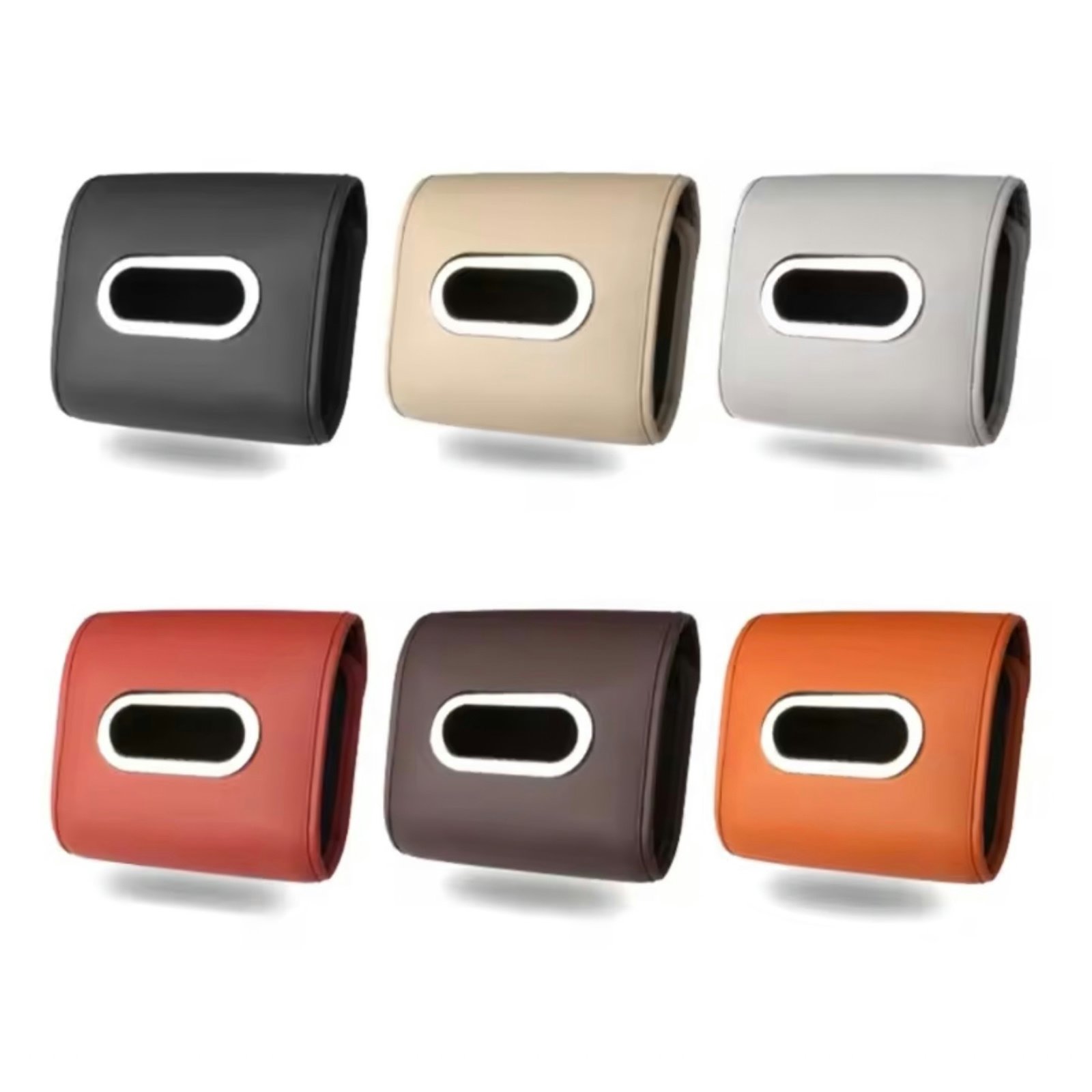 Car PU Leather Tissue Box Armrest Box Seat Back Hanging Tissue Bag Cover Car Interior Supplies Tissue Boxes Holder with Cord