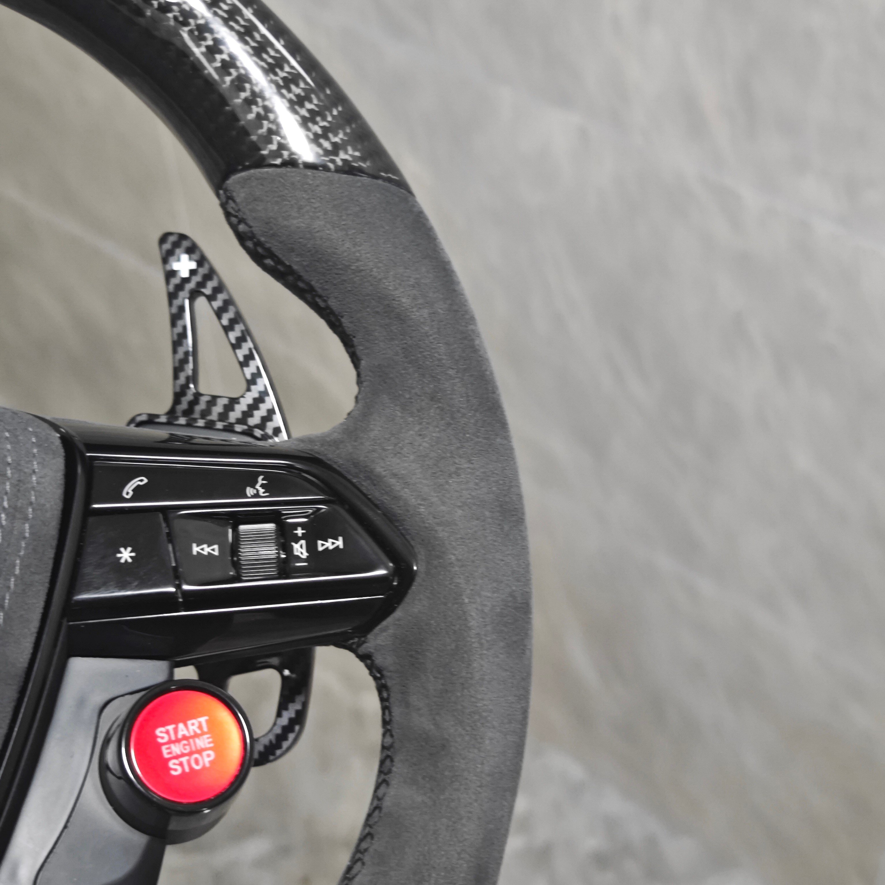 With Start Button RS R8 Sport Full Perforated Leather Steering Wheel for Audi