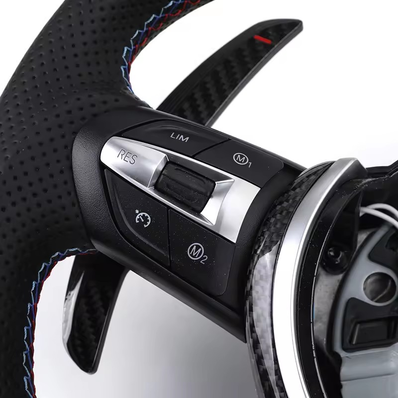 With Led Display Carbon Fiber Shift Paddle Leather M Steering Wheel for BMW F10 F30 X5 E70 E71 E60 E46 E92 E90 M3 M5 M6