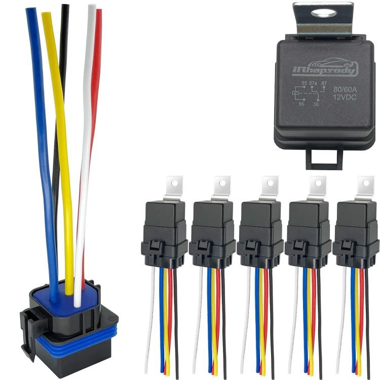 WQE WL04 Waterproof Automotive Relay Socket, 4/5 Pin, 12V Compatible for Part WLVF WLVF1 WLVF2