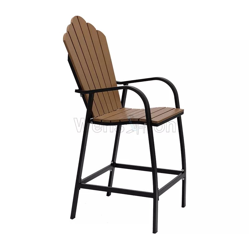 Modern Furniture Armrest Bar Stool Plastic Wood with Aluminum Frame Bar Chair for Bar and Bistro