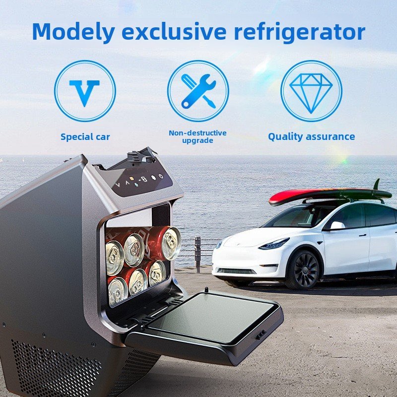 Marvel Car Refrigerator Armrest Box With Compressor Refrigeration 12V/24V Cooling Modes Dedicated for Tesla Model Y