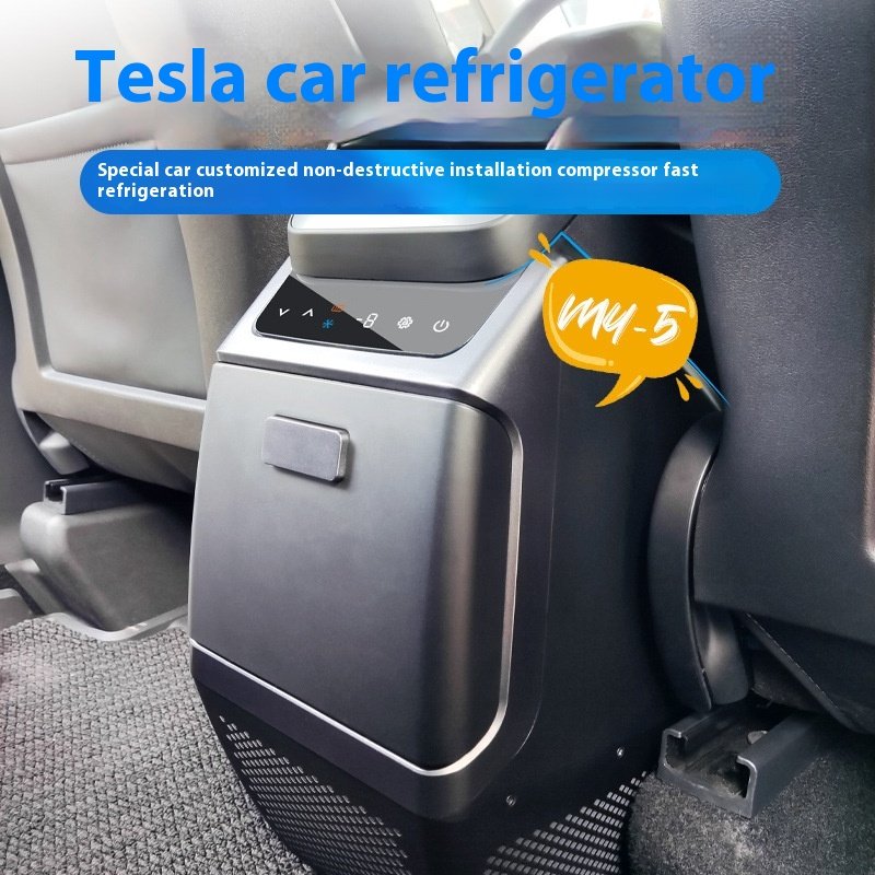 Marvel Car Refrigerator Armrest Box With Compressor Refrigeration 12V/24V Cooling Modes Dedicated for Tesla Model Y