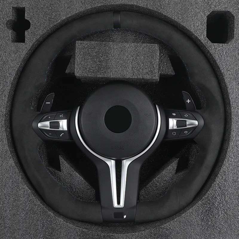 Custom Flat Bottom M Sport Full Alcantara Car Steering Wheel for BMW F10 F30 M5 F90 X1 F48 F22 X5 E70 X6 E71m F16 E60 E90 F01