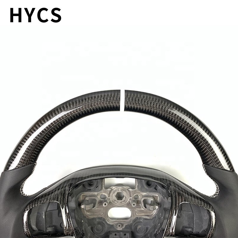 Custom car interior accessories carbon fiber steering wheel black flat leather for Ford Mustang Focus Mondeo