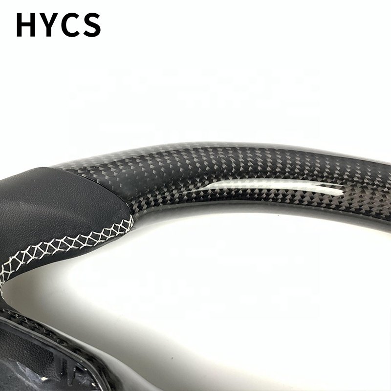 Custom car interior accessories carbon fiber steering wheel black flat leather for Ford Mustang Focus Mondeo