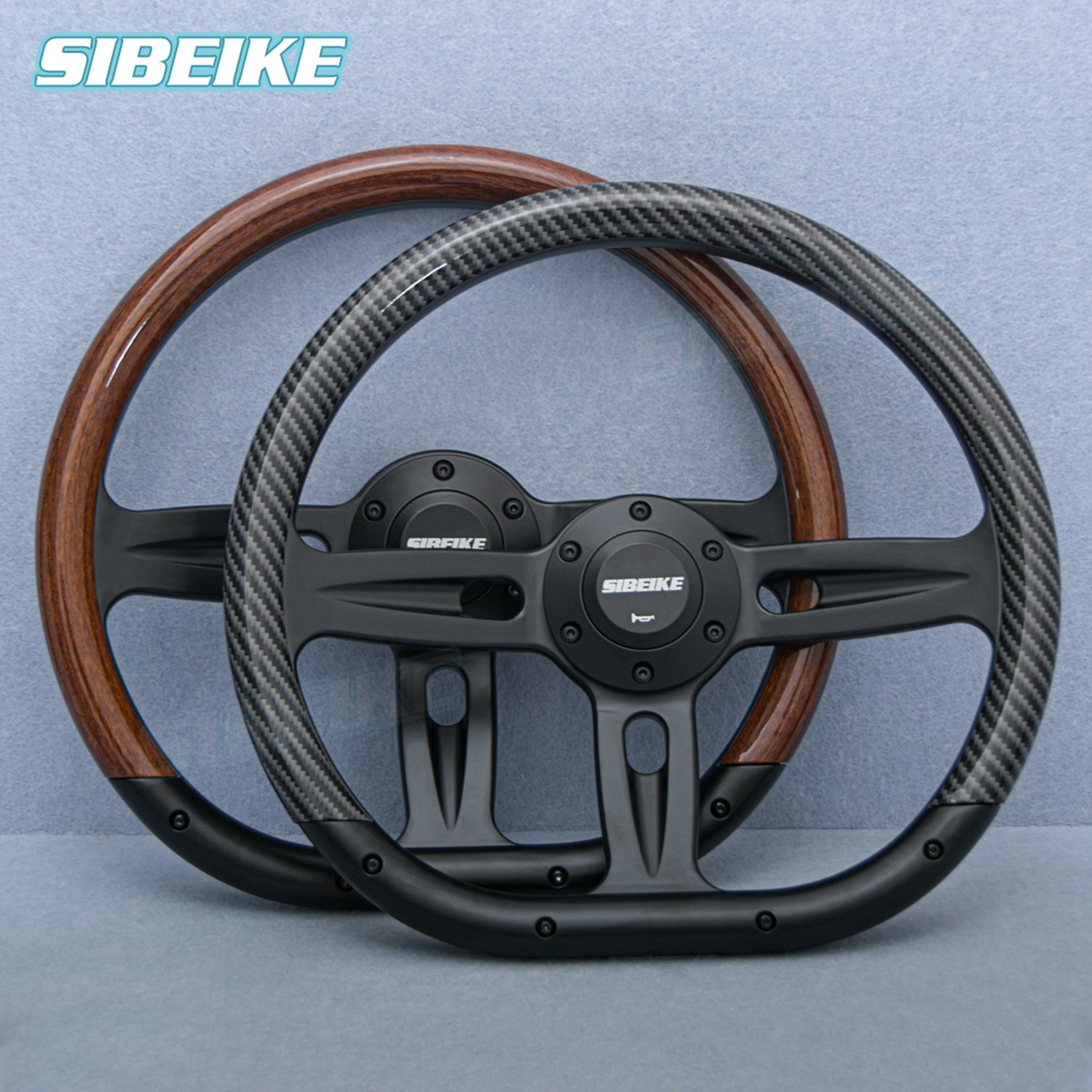 14inch JDM D Shape Vintage Classic Wood Steering Wheel Carbon Fiber Racing Game Sport Steering Wheel for Car Accessories