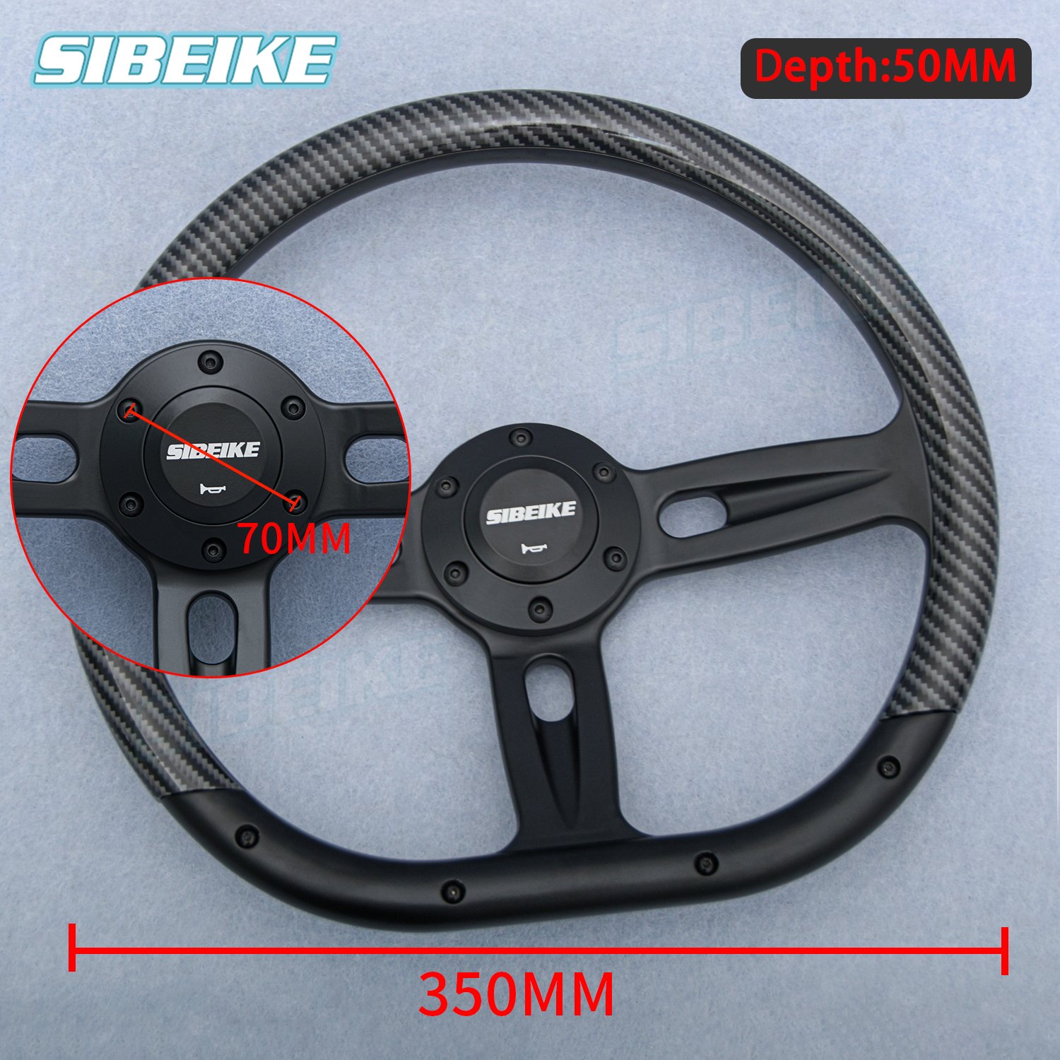 14inch JDM D Shape Vintage Classic Wood Steering Wheel Carbon Fiber Racing Game Sport Steering Wheel for Car Accessories