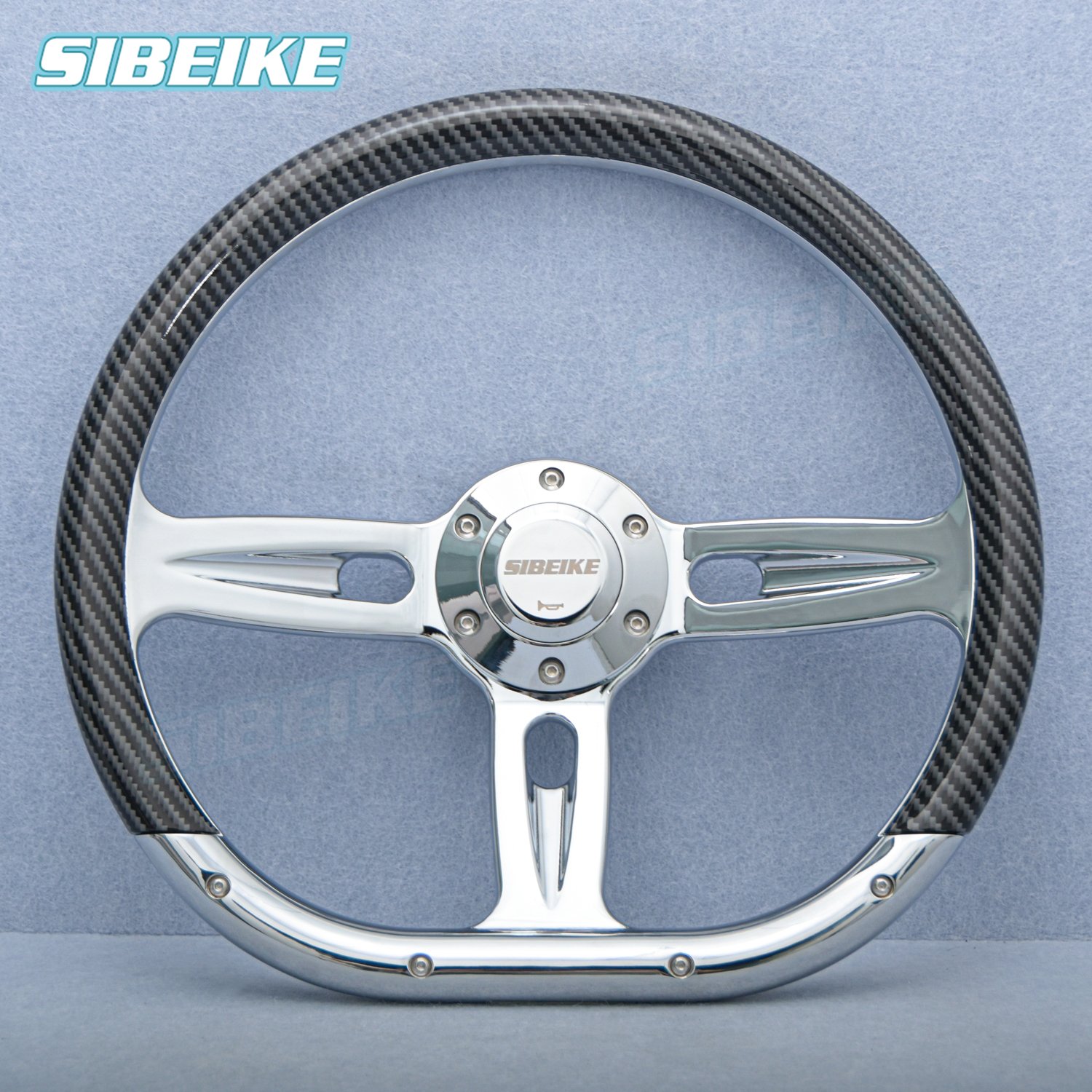 14inch JDM D Shape Vintage Classic Wood Steering Wheel Carbon Fiber Racing Game Sport Steering Wheel for Car Accessories