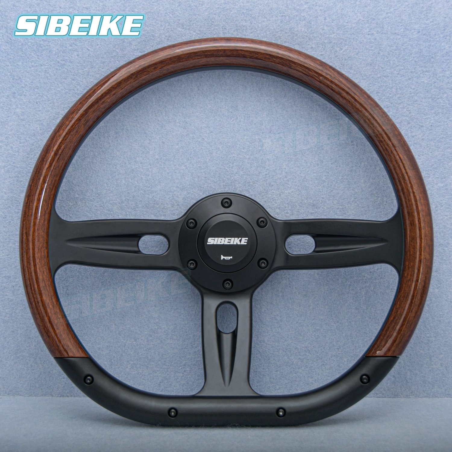 14inch JDM D Shape Vintage Classic Wood Steering Wheel Carbon Fiber Racing Game Sport Steering Wheel for Car Accessories
