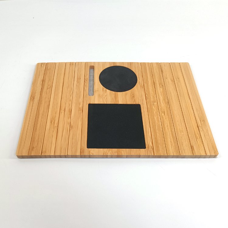 Customizable OEM Bamboo Couch Sofa Cup Holder Table Sofa Armrest Organizer Cup coaster Bamboo Sofa Arm Tray With Phone Holder