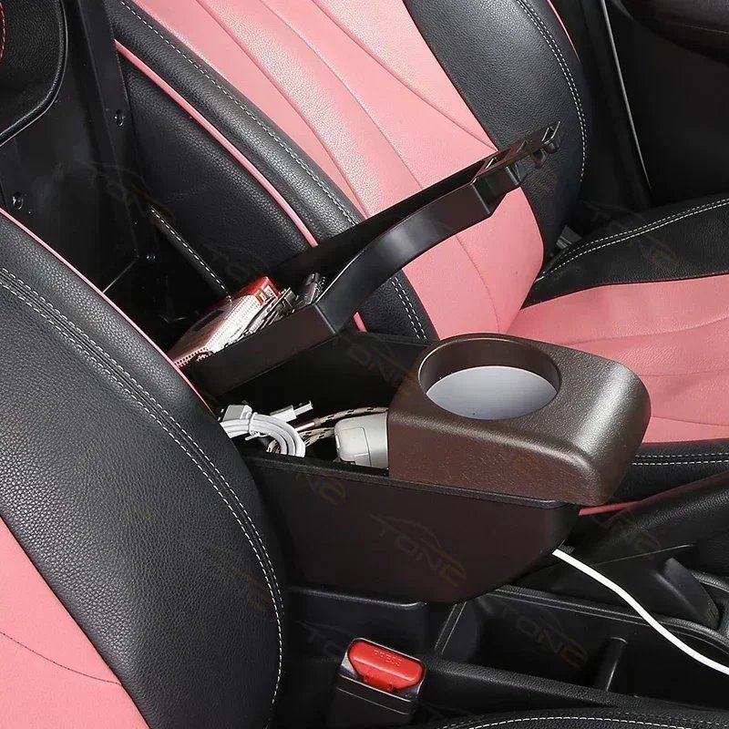 TONC Chevrolet Aveo Interior Upgrade Accessories - Custom Armrest Box with USB Charging and Dual-Layer Storage