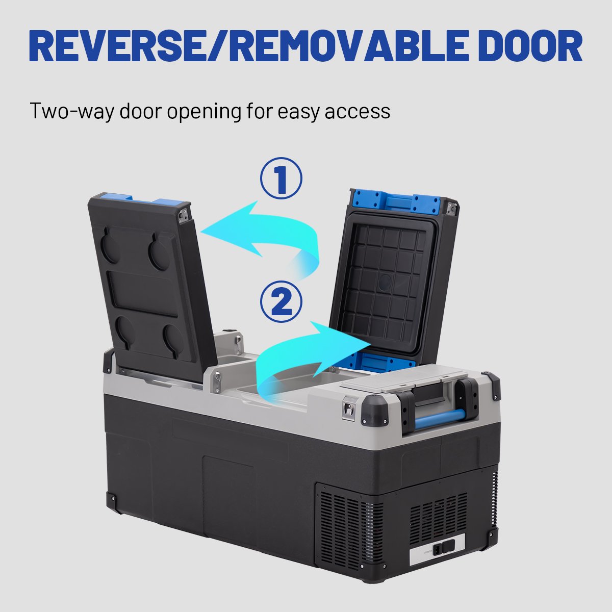 E95 93.4L Portable Car Refrigerator With Handle Dual Zone Refrigerate Freeze Separately USB Charging APP Control Removable Batte