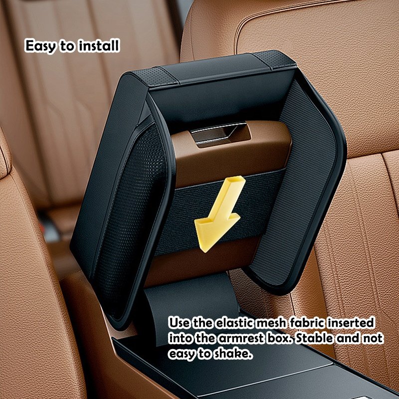 Universal Suv Truck Vehicle Car Center Console Storage Box Cushion Mat Memory Foam Leather Car Armrest Pad Cover With Pocket