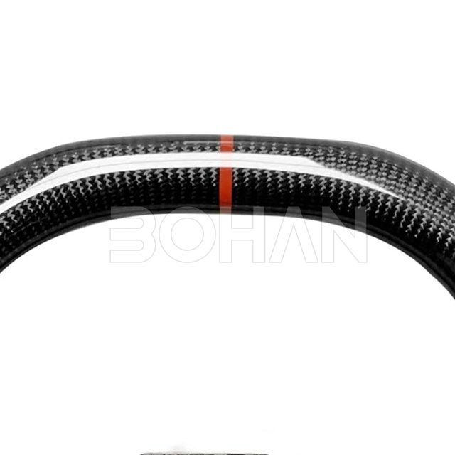 Carbon Fiber Steering Wheel with Red Stitching Nappa Perforated Leather Car Steering Wheel for Ford Mustang 2015-2017
