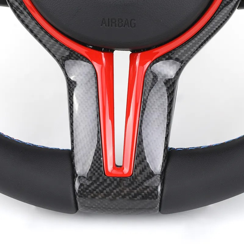 With Red Carbon Trim Half Alcantara M Sport Steering Wheel for BMW F10 F30 F40 M3 F80 M4 F82 M5 F90 X5 F15 X6 E71 F16 E60 E90