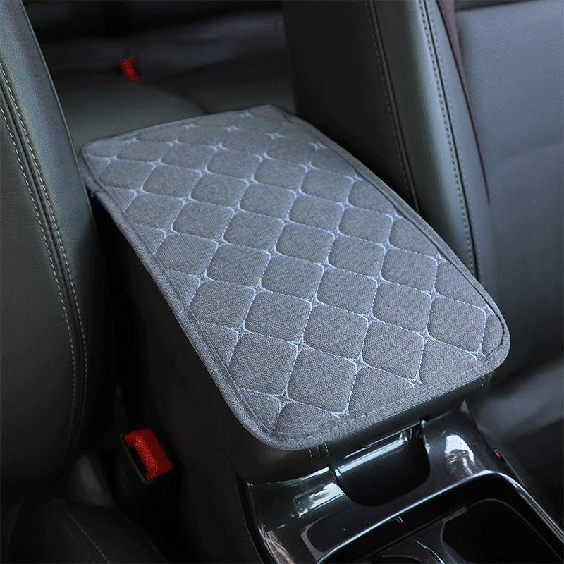 Four Seasons Universal Armrest Box Cover Fabric Linen Embroidered Breathable Non-slip Central Armrest Box Cover Pad