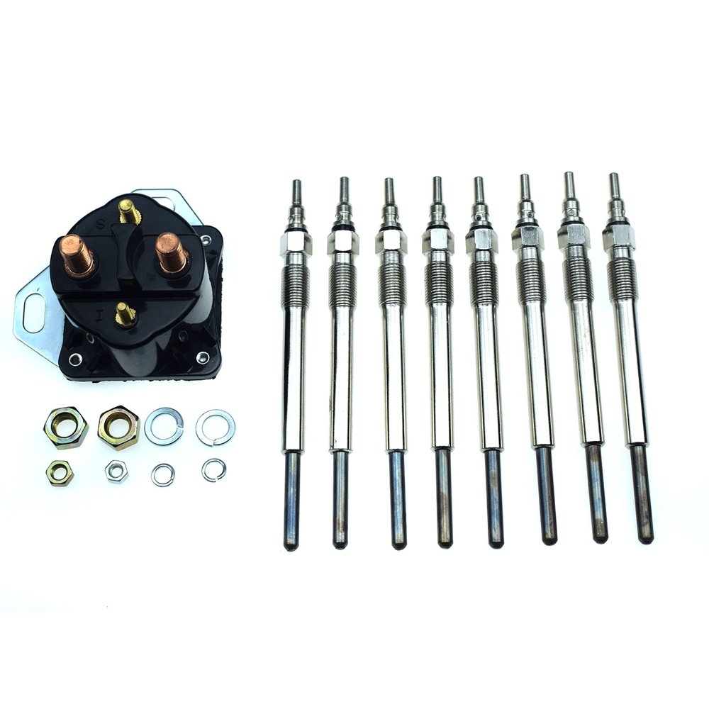 8 PCS Glow Plugs W/Relay for Ford E-350 Club Wagon Excursion F-250 Super Duty NEW