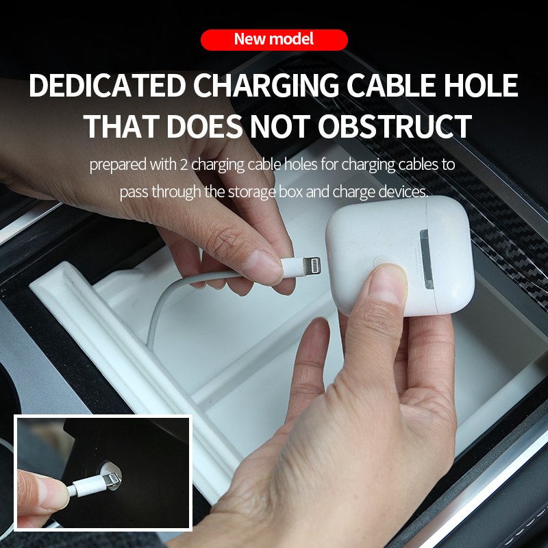 2022 Model 3 Automotive Accessories 3PCS Flocked ABS Car Center Console Organizer Tray Storage Box for Tesla Model 3