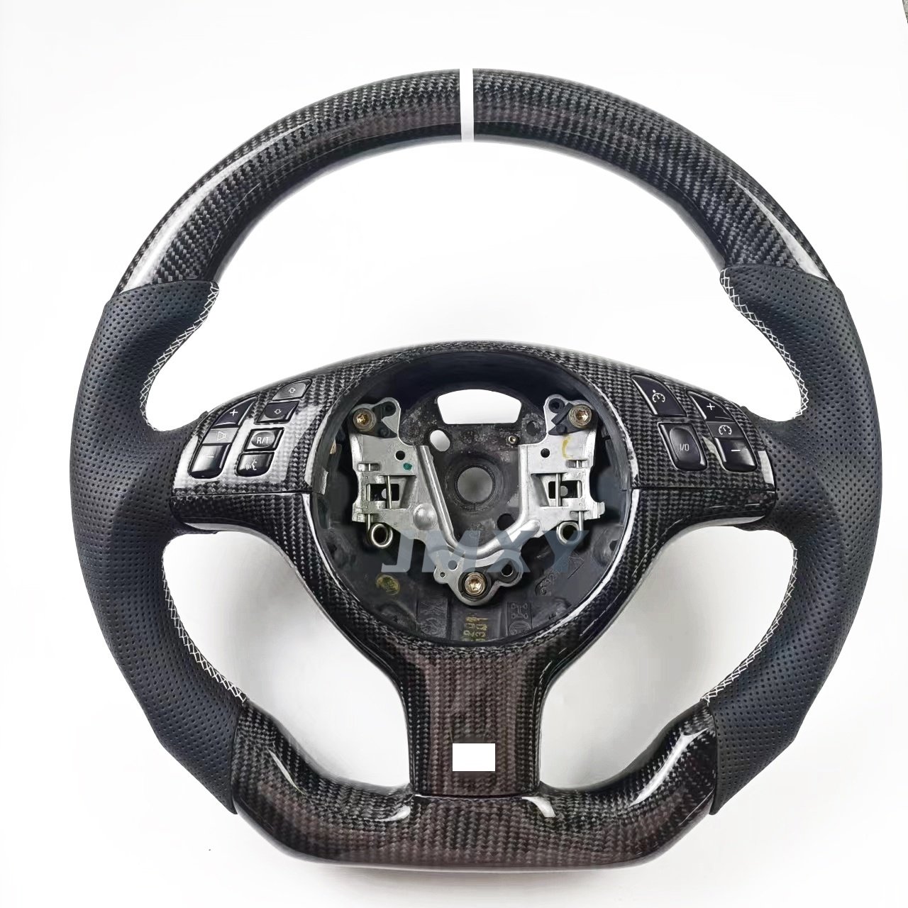 Customizable Carbon Fiber & Handmade Leather Steering Wheel for BMW E46 E53 E39 Car Model