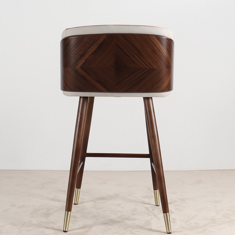 Nordic Home Bar Modern Simple and Creative Solid Wood Backrest High Bench Chair