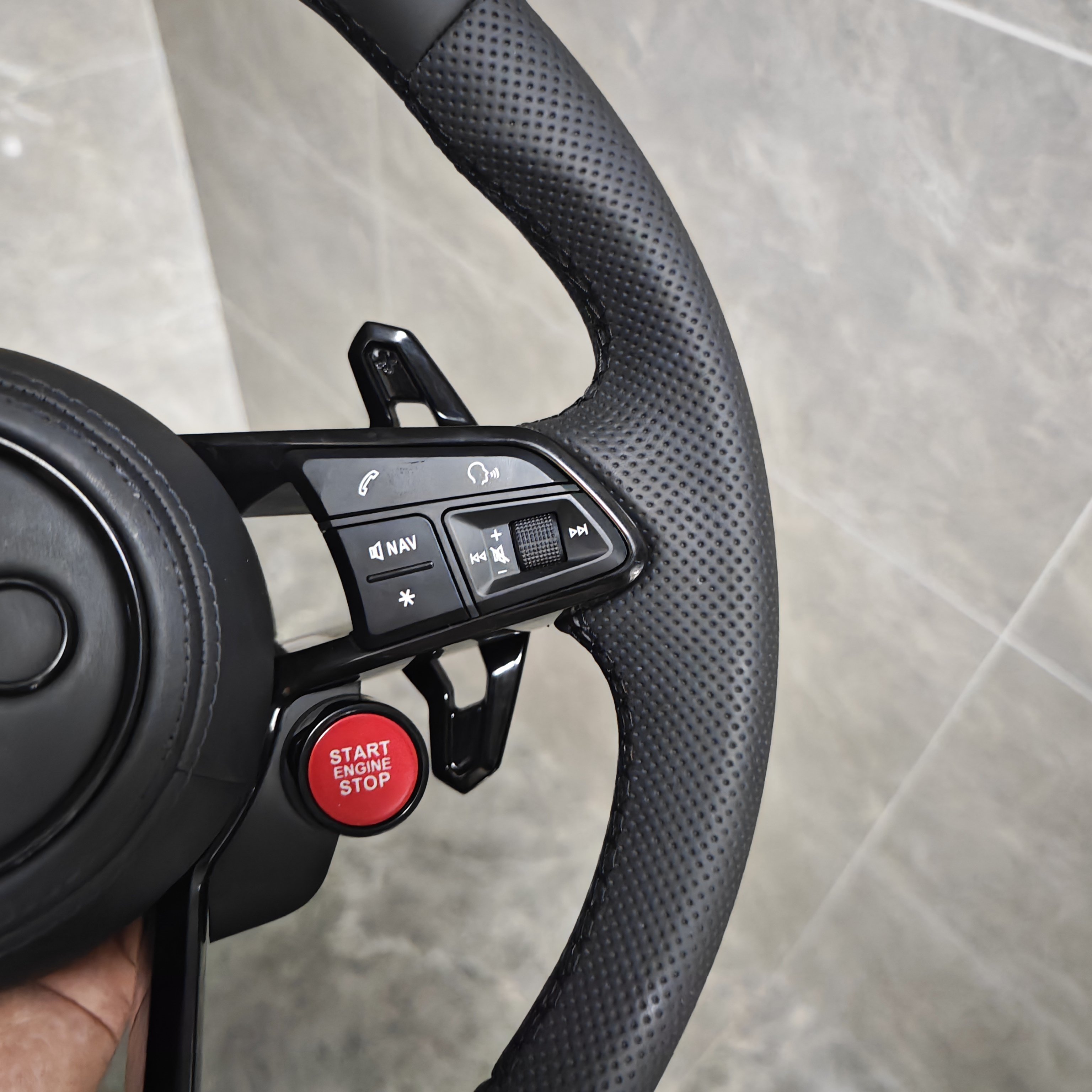 With Start Button S-Line Full Alcantara Leather Steering Wheel for Audi R8 TTRS C6 C7 S7 S4 A4 B8 RS3 SQ5 S5 B9 A6 C8 A3
