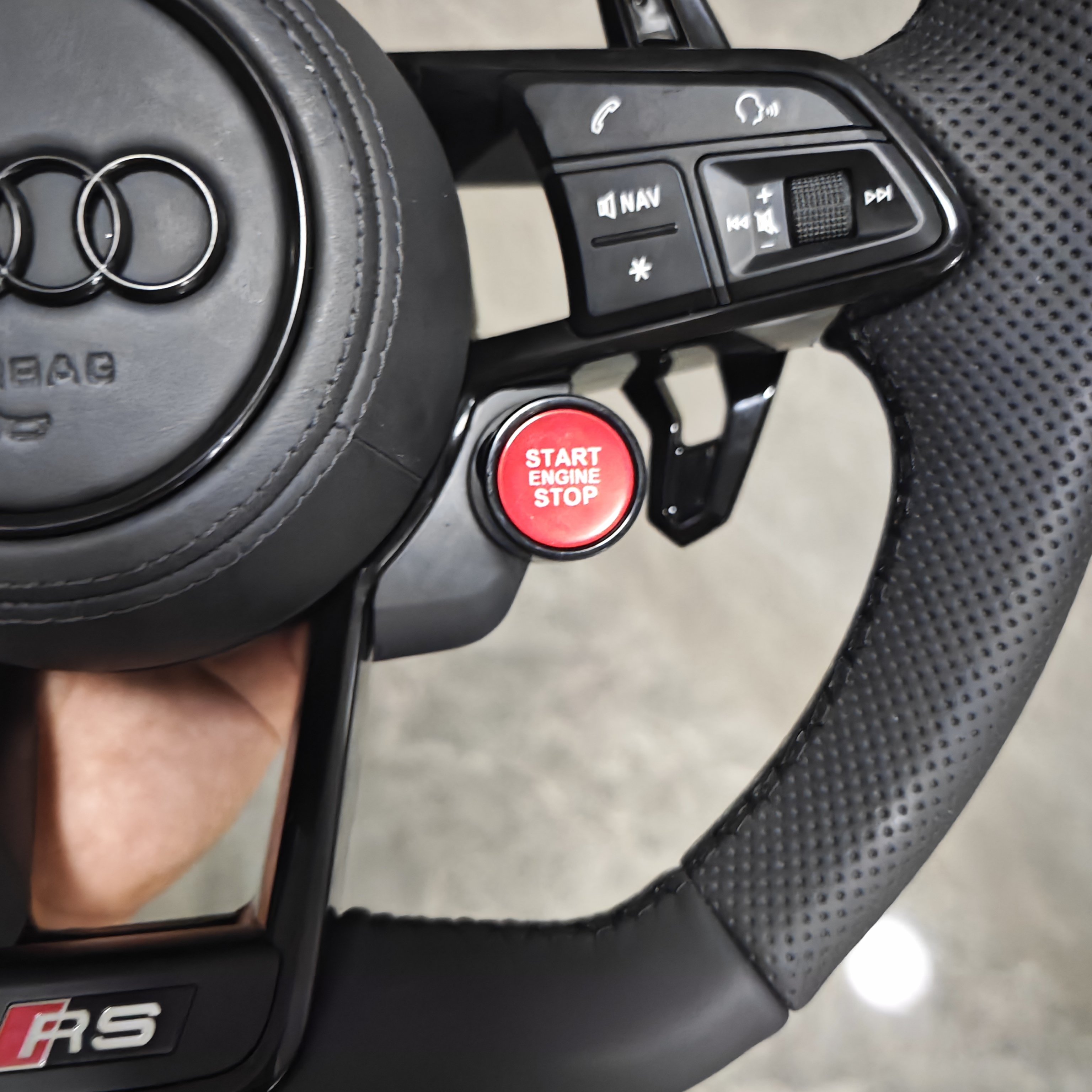 With Start Button S-Line Full Alcantara Leather Steering Wheel for Audi R8 TTRS C6 C7 S7 S4 A4 B8 RS3 SQ5 S5 B9 A6 C8 A3