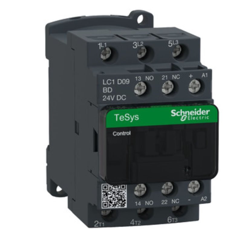 Schneider LC1D09BD TeSys D Contactor - 3P(3 NO) - AC-3 - <= 440 V 9 a - 24 V DC Coil