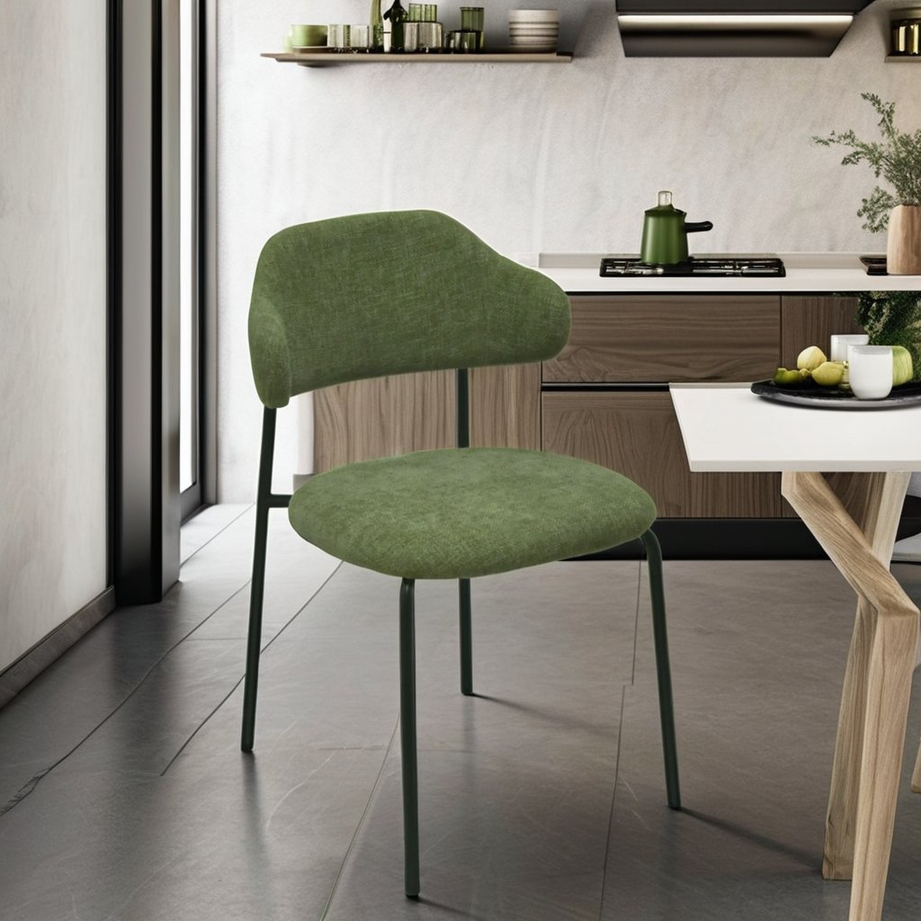 Factory Cheap Price Wholesale Style Leisure Design Modern Green Cloth Classic Velvet Fabric Backrest Metal Leg Dining Chair