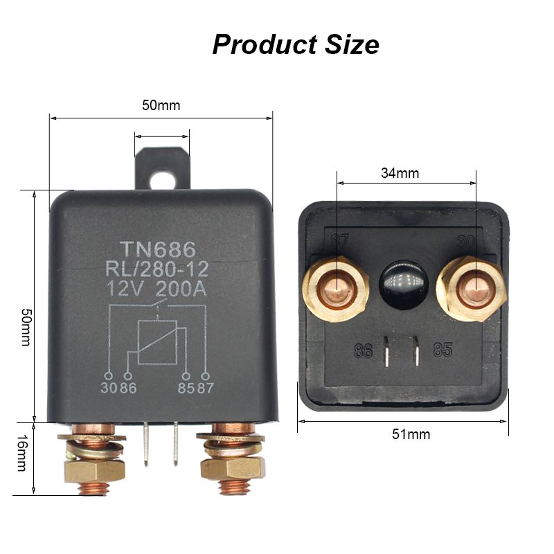 12V 200A Auto Relay 4 Pin Normally Open Heavy Duty Car Starter Relay