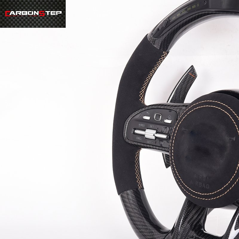 Hot sale black sports car steering wheels leather w204 w205 AMG CLA steering wheel price for mercedes benz