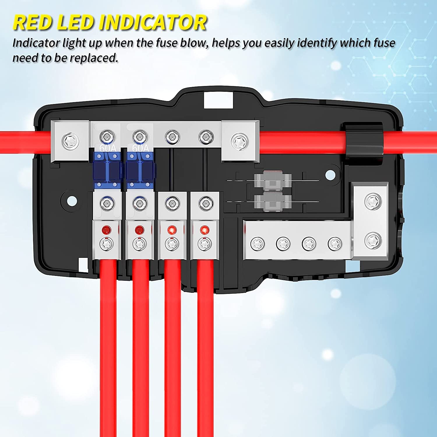 4 Circuit Distribution Fuse Block With Ground Car Audio Campers Car Boat Fuse Hold