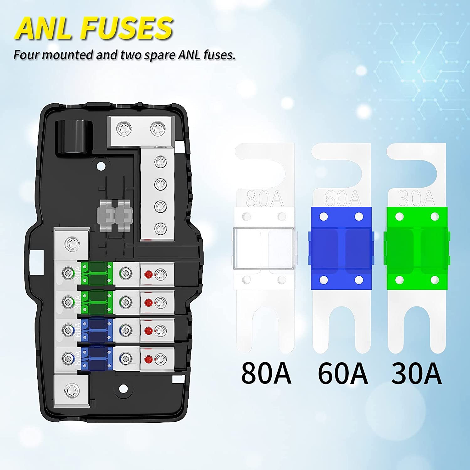 4 Circuit Distribution Fuse Block With Ground Car Audio Campers Car Boat Fuse Hold
