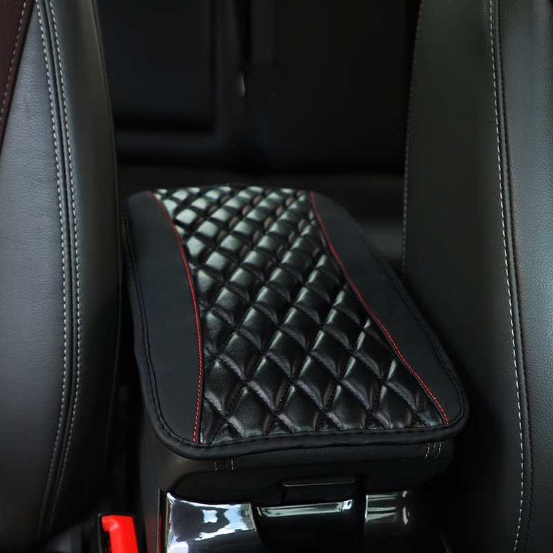 1pc Sponge and PU Leather Armrest Pad Cover Center Console Mat Car Accessories
