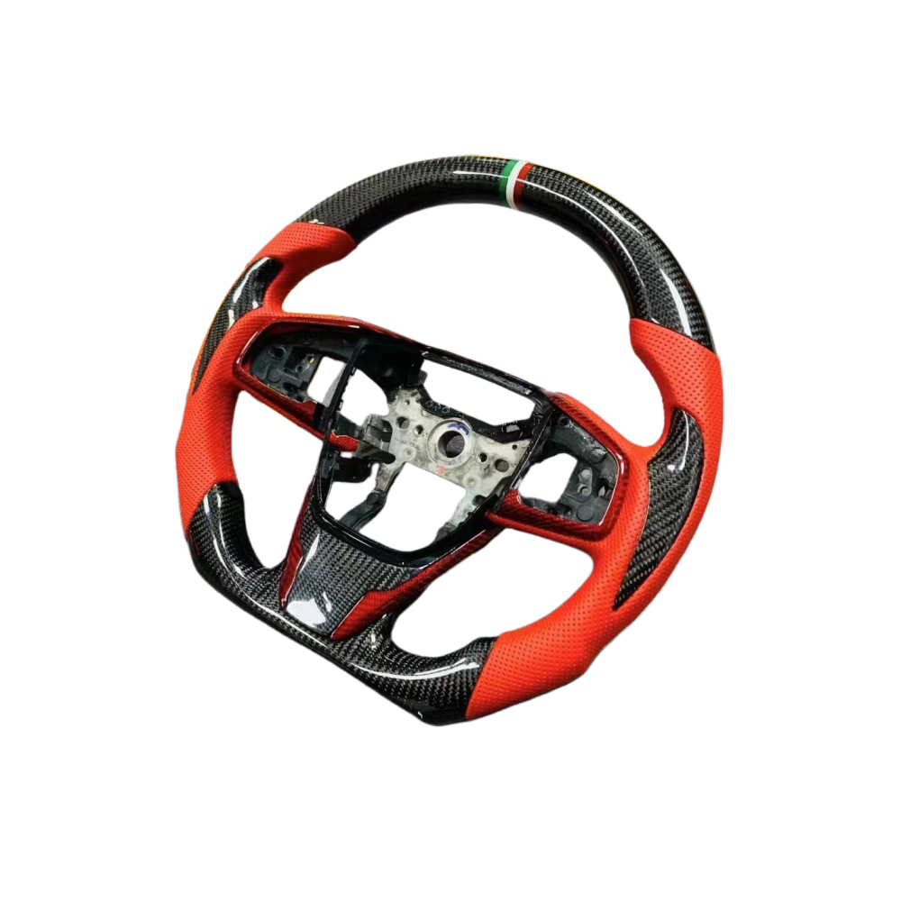 Custom Car Interior Accessories Carbon Fiber Steering Wheel Covered Red Leather For Honda Civic Accord Fit CRV Models