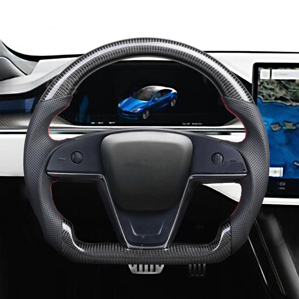 Hot selle Upgrade optimum performance carbon fiber Led Alcantara For Tesla Model S 2021 Car Steering Wheel