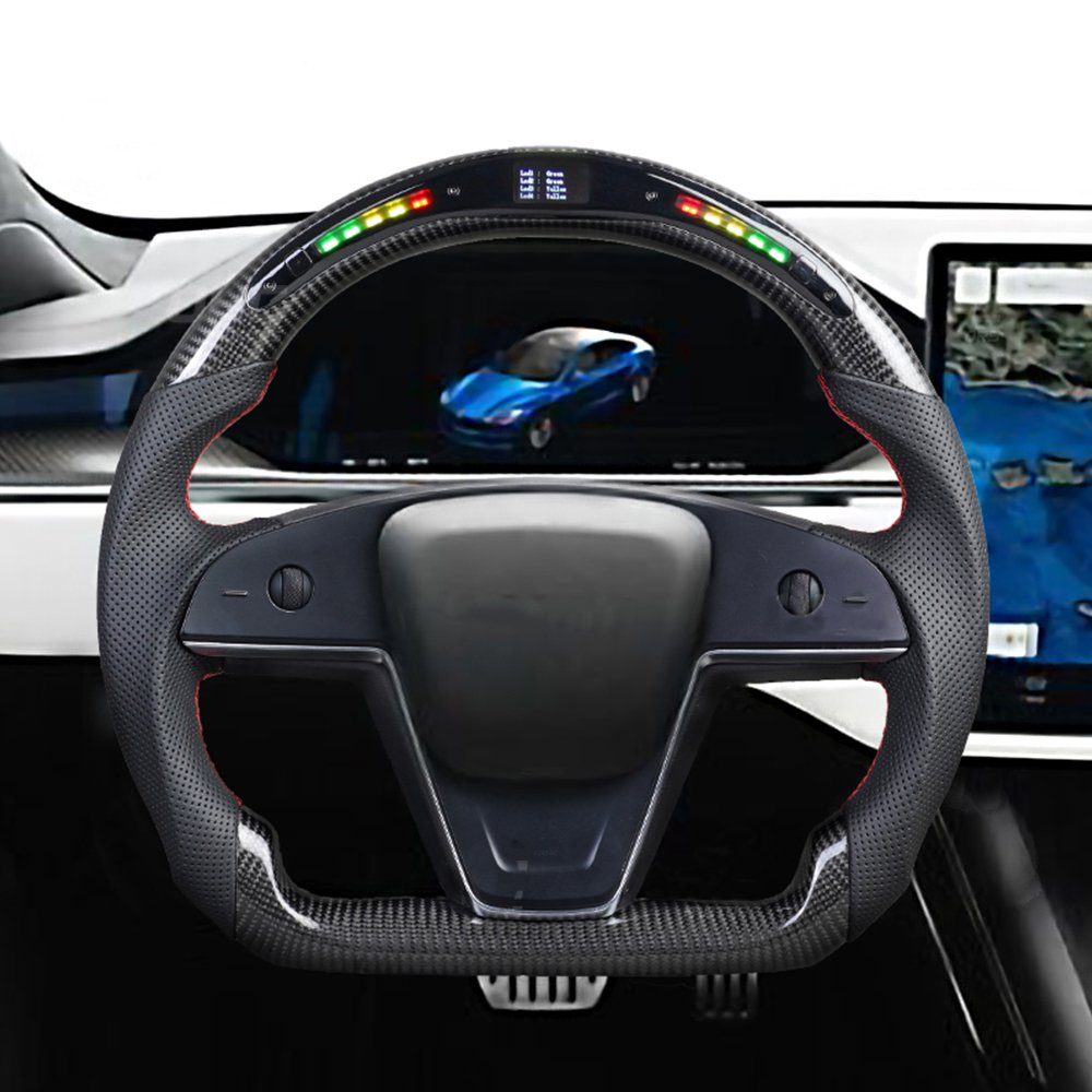 Hot selle Upgrade optimum performance carbon fiber Led Alcantara For Tesla Model S 2021 Car Steering Wheel