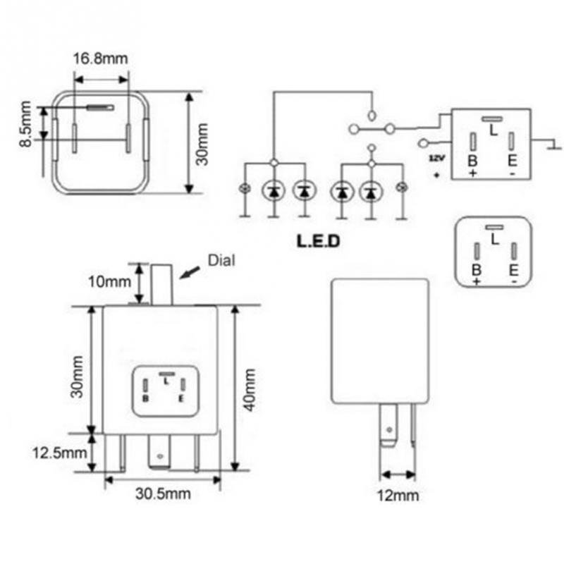 CF13 12V 3-Pin LED Adjustable Car Flasher Flash Relay for Turn Signal Light 40A Blinker Flasher, Turn Lighting Relay