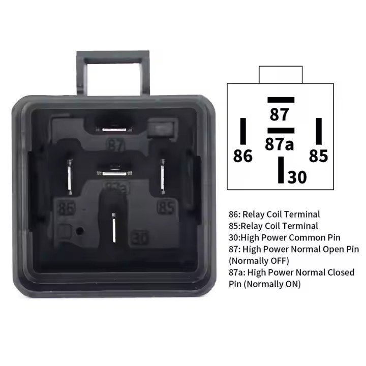 Waterproof Integrated Wired Automobile Relay 12V 40A 14AWG SPDT 5 Pin Car Relay With 125mm Length Wires