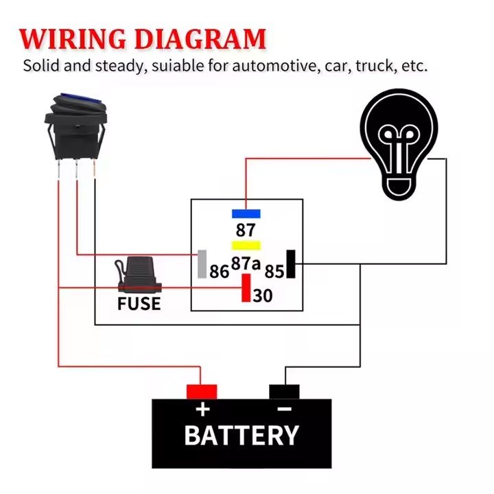 Waterproof Integrated Wired Automobile Relay 12V 40A 14AWG SPDT 5 Pin Car Relay With 125mm Length Wires