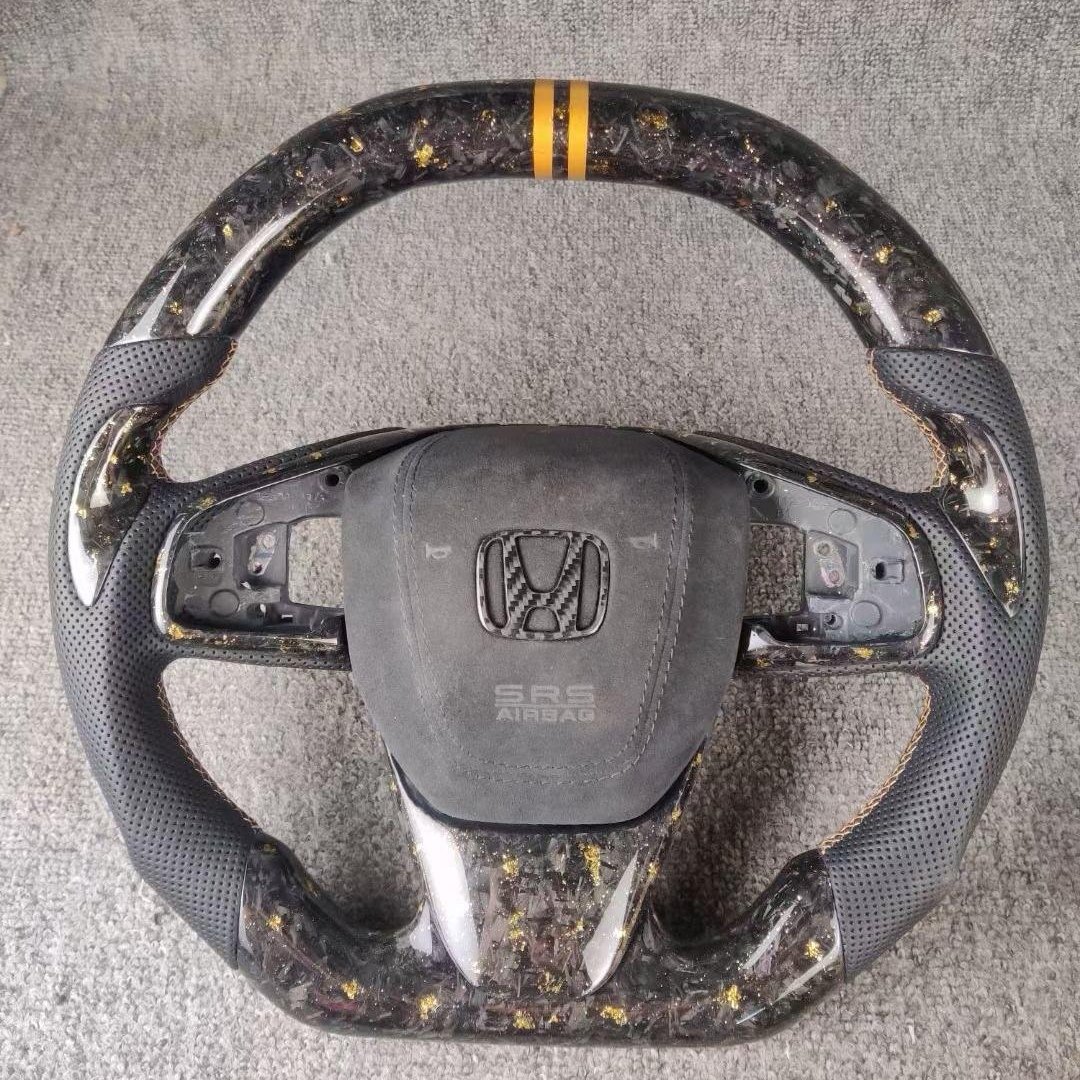 For Honda 16-21 10th Generation Civic FC1 FK8 FK7 Customization Forged Carbon Fibre leather Steering Wheel Car Accessories