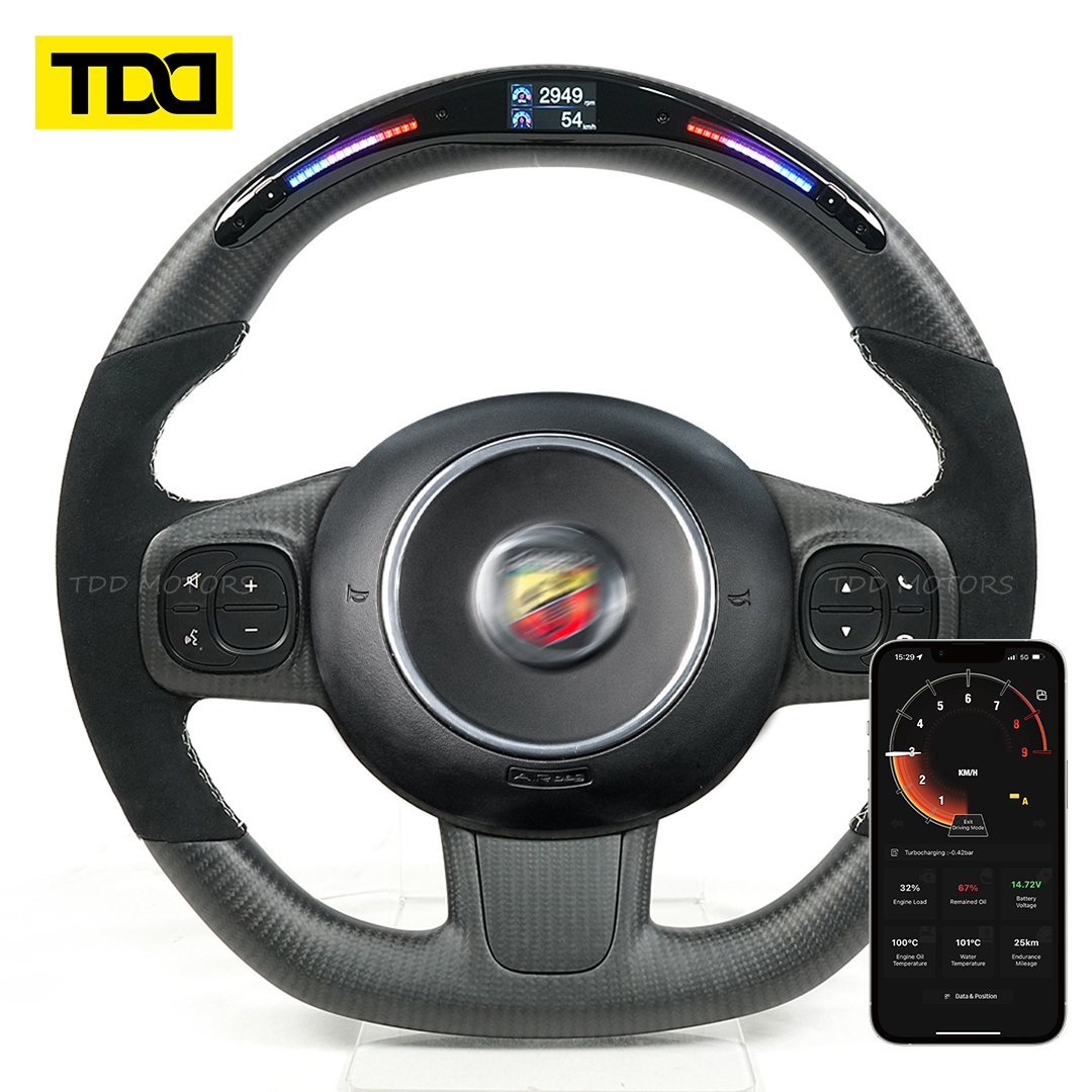 Customized Making Carbon Fiber LED Steering Wheel For Abarth 595 595C 695 695C Fiat 500 500C