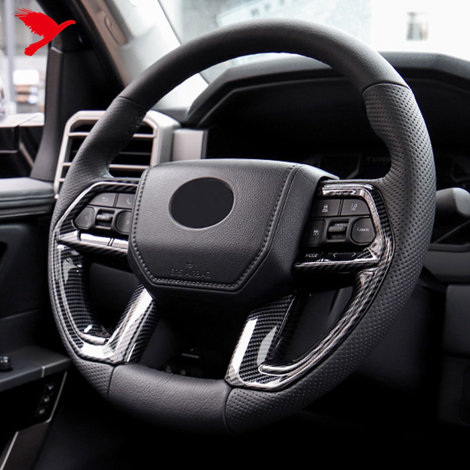 For Toyota Tacoma 2024 2025 Car Interior Accessories Steering Wheel Cover Trim ABS Carbon Fiber Black 2pcs
