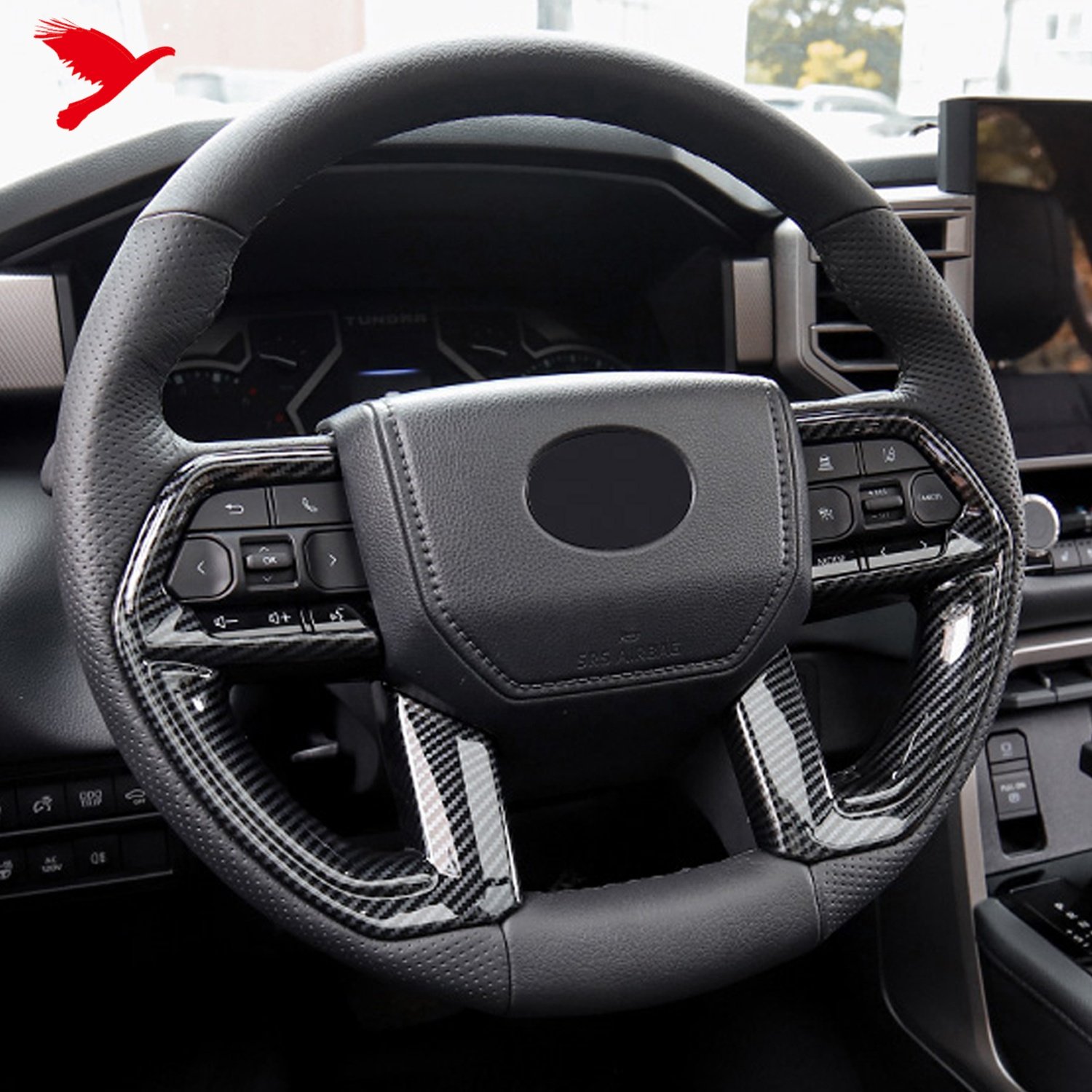 For Toyota Tacoma 2024 2025 Car Interior Accessories Steering Wheel Cover Trim ABS Carbon Fiber Black 2pcs