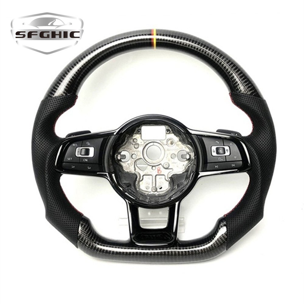 Customization Carbon Fiber Leather Steering Wheel For Volkswagen VW Passat Golf 7 MK7 Mk7.5 Polo Tiguan Jetta GTI Accessories