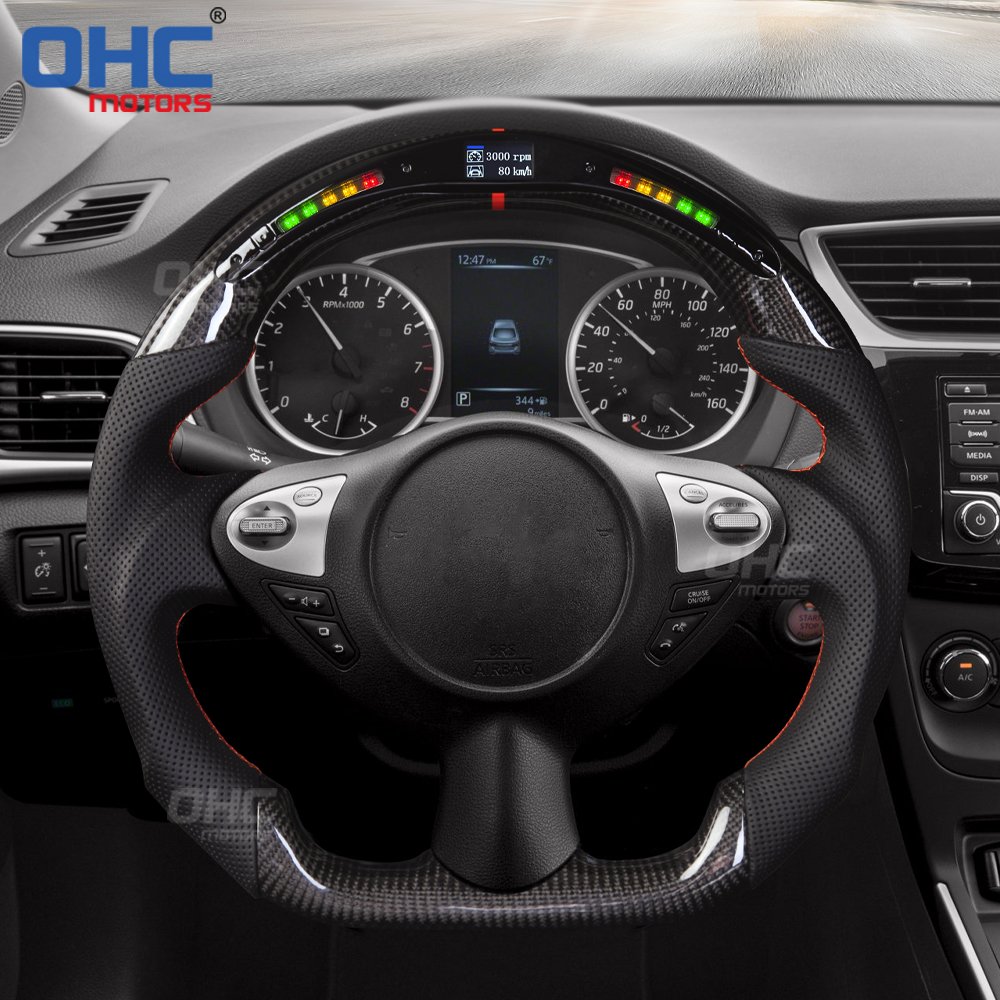 Led Steering Wheel Fit For Nissan 370z Carbon Fiber Exhaust Coupe 370z carbon fiber Steering Wheel Ohc Motors